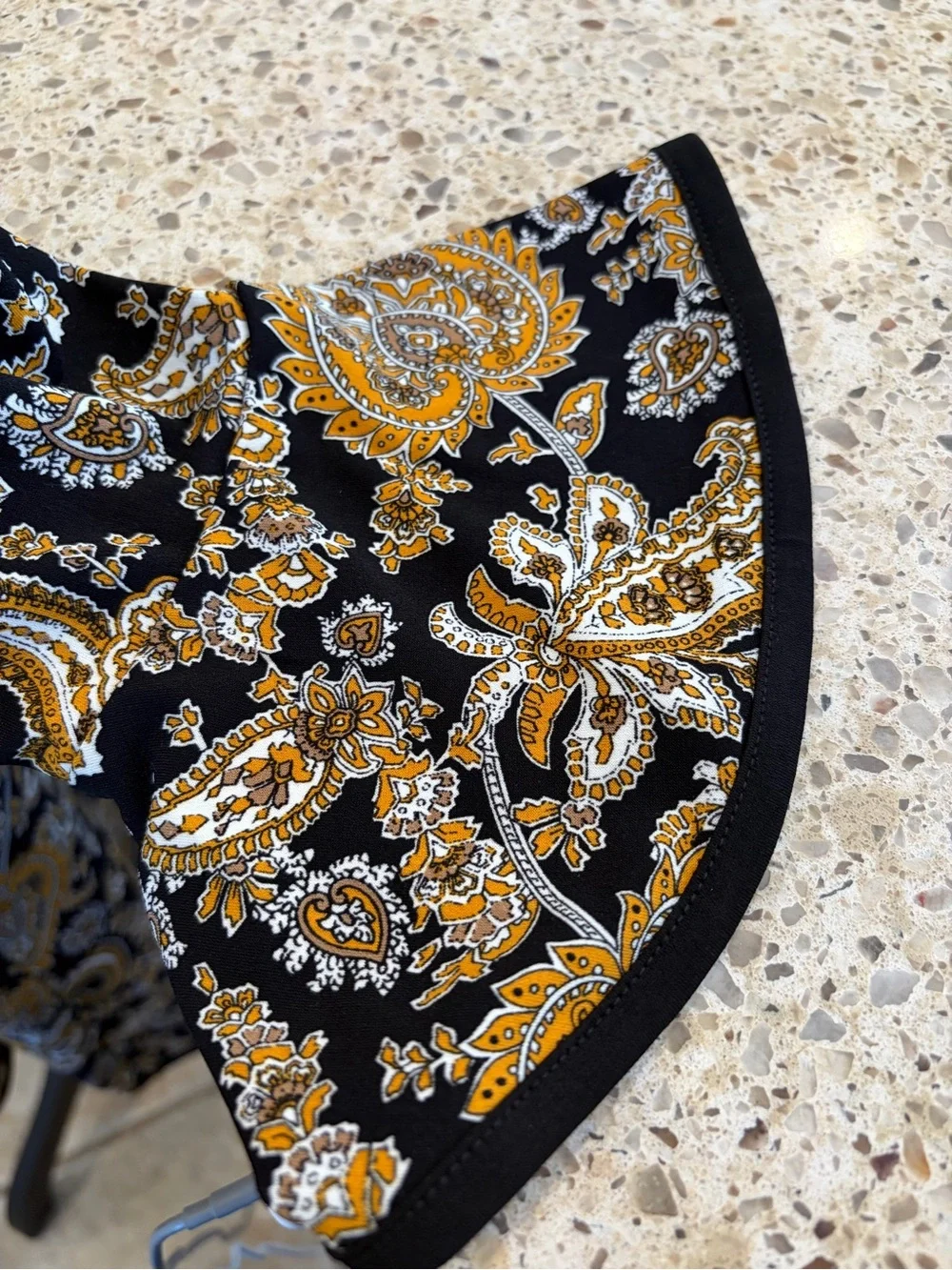 Michael Kors Black Dress with Gold Paisley Print